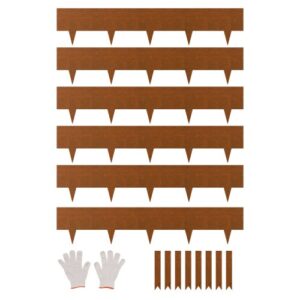 6 PCS Borde de Acero para Paisajismo 1016 x 203,2 x 1,5 mm Resistente a la Intemperie y Antioxidante, Cerca de Borde de Jardín de Punta de Tiburón para Parterres de Flores y Caminos de Patio