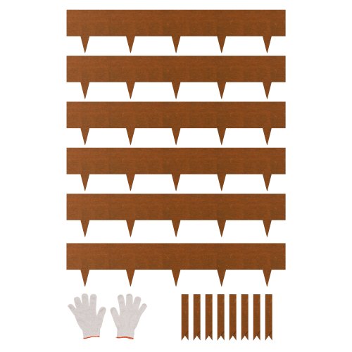 6 PCS Borde de Acero para Paisajismo 1016 x 203,2 x 1,5 mm Resistente a la Intemperie y Antioxidante, Cerca de Borde de Jardín de Punta de Tiburón para Parterres de Flores y Caminos de Patio