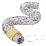 Tubo Flexible Aislado 158x7620 mm Conducto de Ventilación con Aislamiento Térmico de Aluminio PET con 2 Abrazaderas de Manguera Protección de 3 Capas para Calefacción, Refrigeración, R-4.2