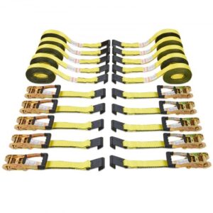 10 Piezas Correas de Trinquete con Gancho Plano Resistencia a la Rotura de 4536 kg Incluye 10 Bridas de Trinquete 0,05 m x 9 m con Asas Acolchadas para Motocicletas Portaequipajes Remolques