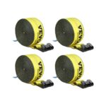 Correas de Cabrestante 4" x 30 pies – Pack de 4, Carga 2,7T, Gancho Plano, Amarillo