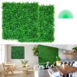 12 paneles artificiales de boj de 10.0 x 10.0 in, tapete de pared de seto de boj, pared de fondo de césped artificial, pantalla de cobertura de privacidad con protección UV para valla de jardín interior y exterior