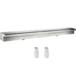 Cascada de Agua de Acero Inoxidable 150 x 11,4 x 7,8 CM Fuente de Cascada Agua Fuente Rectangular para Piscina con Cascada y Conector de Tubería Rectangular para Jardín, Exterior, Patio