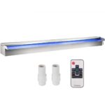 Fuente Rectangular para Piscina Acero Inoxidable Cascadas para Piscinas 151 x 11,5 x 8 cm Fuente de Piscina Exterior Flujo de Agua con Tira LED de Colores Cascada de Jardín Patio Estanque