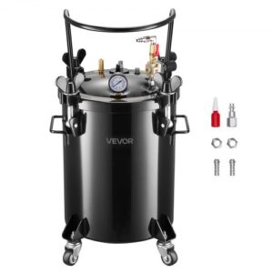 Tanque de Presión para Pintura en Aerosol, 30 L, con 2 Conectores UE/AU para Estudios Creativos y Aficionados al Bricolaje, con Acoplamientos Rápidos y 4 Ruedas, 390 x 340 x 630 mm, Negro