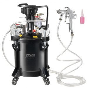 Olla a presión para pintura en aerosol VEVOR, tanque de olla a presión con agitación totalmente automática de 10 L/2,5 gal, presión ajustable de 70 psi, tanque de pintura a presión con pistola rociadora y mangueras, para la industria de la decoración del hogar