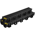Sistema de Drenaje de Zanja 15 x 13 x 100 cm 3 Piezas Kit de Drenaje para Canal de Entrada Rejilla de Plástico HDPE con 3 Tapas para Desagües de Jardín, Entradas de Vehículos, Piscinas