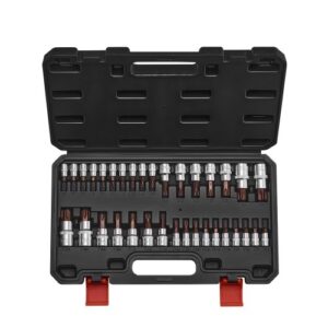34 PCS Juego de Vasos con Punta Torx, Estrella Sólida y a Prueba de Manipulaciones T6 T70, Acero de Aleación S2 y Acero Cr V, con Impulsores de 1/4", 3/8" y 1/2", Estuche de Almacenamiento