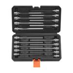 18 PCS Juego de Dados Hexagonales Extralargos con Punta Allen, Accionamiento de 3/8", Acero de Aleación S2 y Acero Cr-V, SAE Estándar y Métrico, con Estuche de Almacenamiento, para Mecánicos