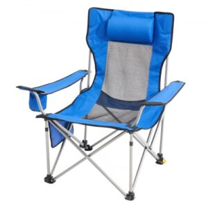 Silla de Camping Reclinable Portátil 1530 x 830 x 730 mm Carga de 149,69 kg, Silla de Camping Plegable con Reposapiés, Portavasos, Bolsillo Lateral y Reposacabezas para Camping, Pesca, Azul