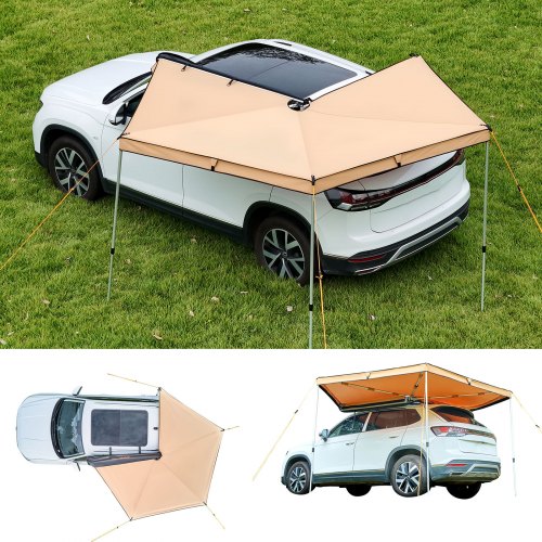 Toldo Lateral de 270 Grados, 4,9 m², Impermeable con Protección UV50+, Incluye Bolsa de Transporte, para Todo Tipo de Clima, para Acampar en SUV, Furgonetas, Camiones, 3,19 x 3,07 x 2,10 m