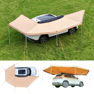 Toldo Lateral de 270 Grados, para Vehículo de 12,4 m², Impermeable con Protección UV50+, Incluye Bolsa de Transporte, para Todo Tipo de Clima, para Acampar en SUV, Furgonetas, Camiones