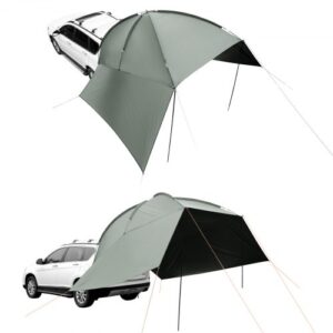 Toldo para Coche 3x2,1 m Toldo Lateral para Coche PU2000mm UV50+ Resistente al Sol/Agua/Viento con Bolsa de Almacenamiento Toldo Lateral/Trasero para Camiones, SUV, Furgonetas, Autocaravanas