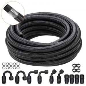 Kit de Manguera de Combustible 6AN Manguera de Combustible 14 mm Longitud 6,1 m Línea de Combustible Diesel de Nylon Trenzado y Acero Inoxidable con 12 Adaptadores Accesorios Giratorios