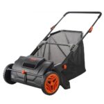 Barredora de Césped 99 L Manual con Bolsa Ancho de Barrido 53,5 cm Cepillo Giratorio Altura Ajustable con Ruedas de 25 cm para Césped Hojas de Jardín Escombros Secos 112x67x90 cm