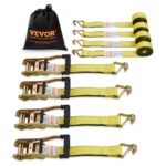 Pack de 4 Correas de Trinquete con Gancho Doble en J, 2268 kg, con Bridas y Asas Acolchadas