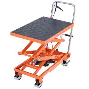 Mesa Elevadora Hidráulica, Capacidad de 226,8 kg, Altura de Elevación de 300-1200 mm, Carrito de Mesa Elevadora de Tijera Doble con 4 Ruedas y Almohadilla Antideslizante para Manipulación