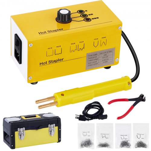 Kit de Soldadura de plástico para reparación de Parachoques de Coche, Grapadora en Caliente de plástico de 220 V con 600 Grapas Reparación de Máquinas de Soldadura 20 W