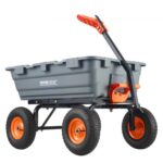 Carro de volcado, carro de volcado de polietileno para jardín con marco de acero fácil de montar, vagón volquete con mango convertible 2 en 1, carretilla utilitaria de 6.48 pies cúbicos de capacidad de 1200 libras, neumáticos de 13 pulgadas