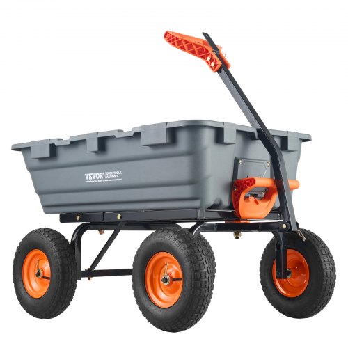 Carro de volcado, carro de volcado de polietileno para jardín con marco de acero fácil de montar, vagón volquete con mango convertible 2 en 1, carretilla utilitaria de 6.48 pies cúbicos de capacidad de 1200 libras, neumáticos de 13 pulgadas