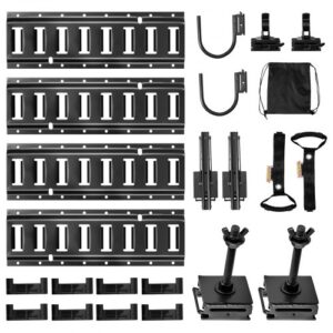 Kit Compacto de 4 Rieles E-Track 0,4 m con Accesorios Completos – Gancho, Portaherramientas y Más