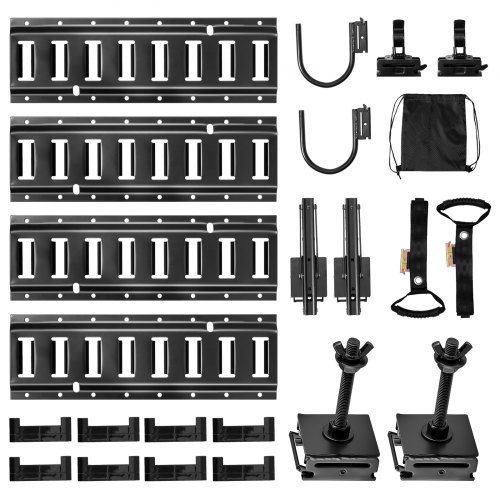 Kit Compacto de 4 Rieles E-Track 0,4 m con Accesorios Completos – Gancho, Portaherramientas y Más