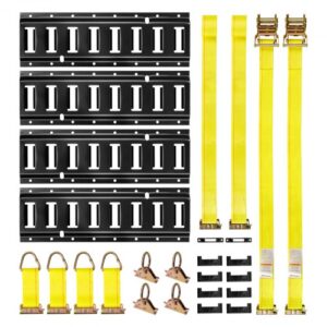 Kit de 4 Rieles E-Track 0,4 m con Correas de Trinquete y Bolsa – Negro