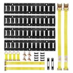 Kit de 4 Rieles E-Track 0,6 m con Correas de Trinquete y Accesorios para Garajes