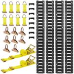 Juego Profesional de 4 Rieles E-Track de 2,3 m con Accesorios de Amarre para Garajes y Vehículos