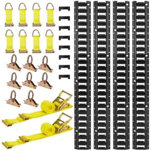Juego Profesional de 4 Rieles E-Track de 2,3 m con Accesorios de Amarre para Garajes y Vehículos
