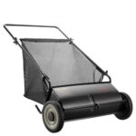 Barredora de Césped 198L Cortacésped Manual con Bolsa recolectora Ancho de Barrido 66cm Cepillo Giratorio Altura Ajustable Ruedas 25,4 cm para Césped Hojas de Jardín Escombros Secos 142x81x75 cm