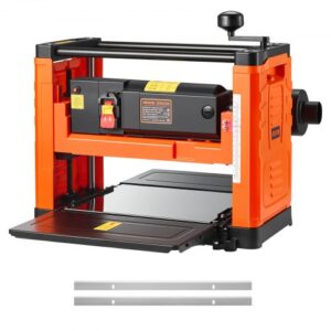 Cepilladora Eléctrica de 2 Cuchillas, Mesa de Trabajo de 33 cm de Ancho, 1800 W 23500 RPM Moto Potente, Rodillo Doble, Protección Contra Sobrecargas, Sola Velocidad, para Madera Dura/Blanda