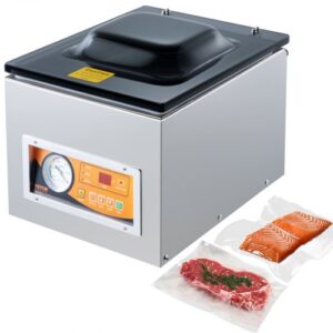 Sellador al Vacío de Cámara 260 W Máquina de Envasado al Vacío de Acero inoxidable Tamaño Compacto de 260 mm para Cocina del Hogar Para Uso Comercial Para Alimentos Húmedos, Carnes y Adobos