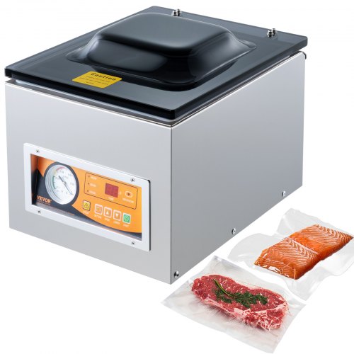 Sellador al Vacío de Cámara 260 W Máquina de Envasado al Vacío de Acero inoxidable Tamaño Compacto de 260 mm para Cocina del Hogar Para Uso Comercial Para Alimentos Húmedos, Carnes y Adobos