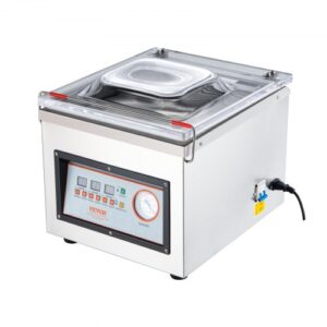 Sellador al Vacío de Cámara 320 W Máquina de Envasado al Vacío de Acero inoxidable Tamaño Compacto de 320 mm para Cocina del Hogar Para Uso Comercial Para Alimentos Húmedos, Carnes y Adobos
