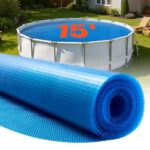 Cubierta Solar Redonda para Piscina, 4,57 m de Diámetro, con Burbujas y Material PE, Absorción de Calor Durante el Día, Retención de Calor Durante la Noche, grosor de 0,3 mm, Color Azul