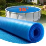 Cubierta Solar Redonda para Piscina, 5,49 m de Diámetro, con Burbujas y Material PE, Absorción de Calor Durante el Día, Retención de Calor Durante la Noche, grosor de 0,3 mm, Color Azul