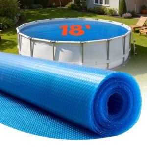 Cubierta Solar Redonda para Piscina, 5,49 m de Diámetro, con Burbujas y Material PE, Absorción de Calor Durante el Día, Retención de Calor Durante la Noche, grosor de 0,3 mm, Color Azul