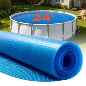 Cubierta Solar Redonda para Piscina, 7,32 m de Diámetro, con Burbujas y Material PE, Absorción de Calor Durante el Día, Retención de Calor Durante la Noche, grosor de 0,2 mm, Color Azul