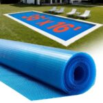 Cubierta Solar para Piscina Rectangular, 10,97 x 4,88 m, con Material de Burbujas y PE, Absorción de Calor Durante el Día, Retención de Calor Durante la Noche, 0,3 mm de Grosor, Color Azul