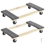 Carro de mudanza, 2 piezas, mueve muebles de madera, capacidad de carga 454 kg cada uno, 762 x 457,2 x 130 mm, con 4 ruedas giratorias de PP de alta resistencia, manipulación portátil
