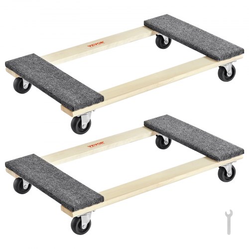 Carro de mudanza, 2 piezas, mueve muebles de madera, capacidad de carga 454 kg cada uno, 762 x 457,2 x 130 mm, con 4 ruedas giratorias de PP de alta resistencia, manipulación portátil