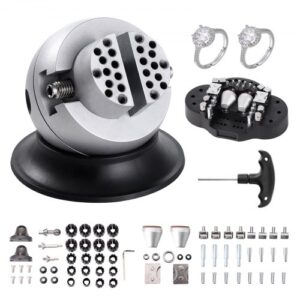 Tornillo de Banco de Bolas para Grabador 78 mm, Base Giratoria de 360° Tornillo de Banco, Mandíbula Ajustable con 70 Accesorios, Herramienta de Ajuste de Grabado para Joyería de Precisión