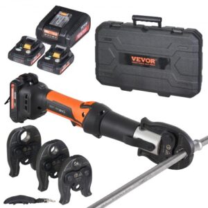 Kit de Herramientas para Engarzar Tuberías Eléctricas con 2 Baterías de 18 V 2,0 Ah, Engarzadora Profesional con Mandíbulas M15, M22, M28, Cargador Rápido y Estuche de Transporte
