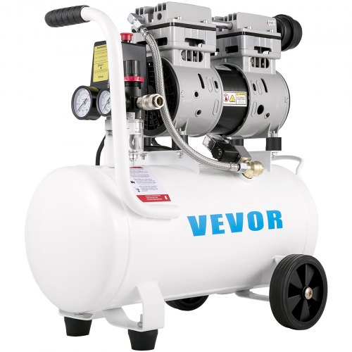 Compresor de Aire Ultra Silencioso 25 L Ultra Quiet Air Compressor 750 W Compresor de Aire Silencioso de Tanque Compresor Ultra Silencioso para Reparaciones en el Hogar, Con Accesorios Completos