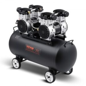 Compresor de aire VEVOR, tanque de acero de 20 galones, compresor de aire sin aceite de 4 HP, 14,6 CFM a 90 PSI y presión máxima de 125 PSI, compresor portátil ultrasilencioso de 78 dB, para reparación de automóviles, inflado de neumáticos, pintura en aerosol