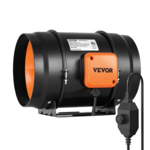 Ventilador Silencioso de Conducto en Línea, 303 x 235 x 280 mm 506,2 CFM con Controlador de Velocidad Variable, con Motor de CA para Refuerzo de Refrigeración, Tiendas de Cultivo, Hidroponía