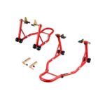 Elevador de Caballete para Motocicleta, Capacidad de 390 kg, Combinado Delantero y Trasero, para Rueda Delantera, Compatible con Yamaha, Honda, Kawasaki y Suzuki, Rojo, 680 x 450 x 350 mm
