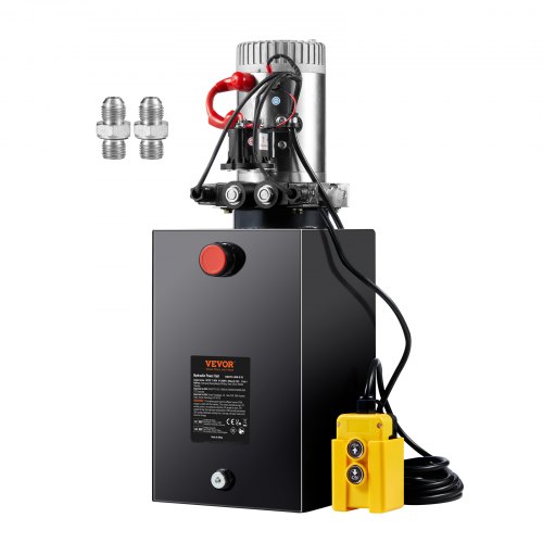 Bomba Hidráulica DC 12 V 14 L Unidad Hidráulica de Doble Acción Flujo de Aceite 3,44 L/min Presión Máxima de Descarga 22 MPa para Volquete, Plataforma Elevadora, Remolque, Elevación y Descarga