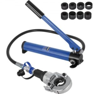 Alicate Hidráulica con 8 Matrices Extraíbles 16 32 mm, Crimpadora Hidráulica 6 toneladas de Fuerza de Presión, Separador de Alicates de Cabezal 360° para Terminales Cables de Cobre Aluminio